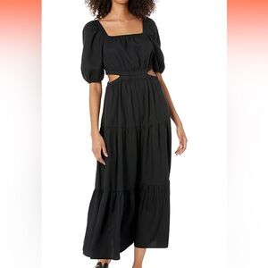 NWT The Drop Women's Anaya Square Neck Cut-Out Tiered Maxi Black Dress Size L